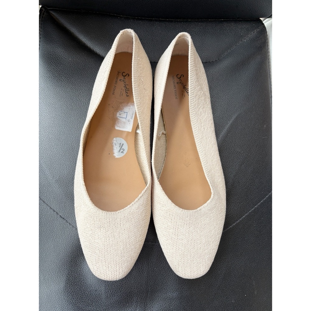 Seychelles Knit Almond-Toe Ballet Flats Light‎ Beige/Cream